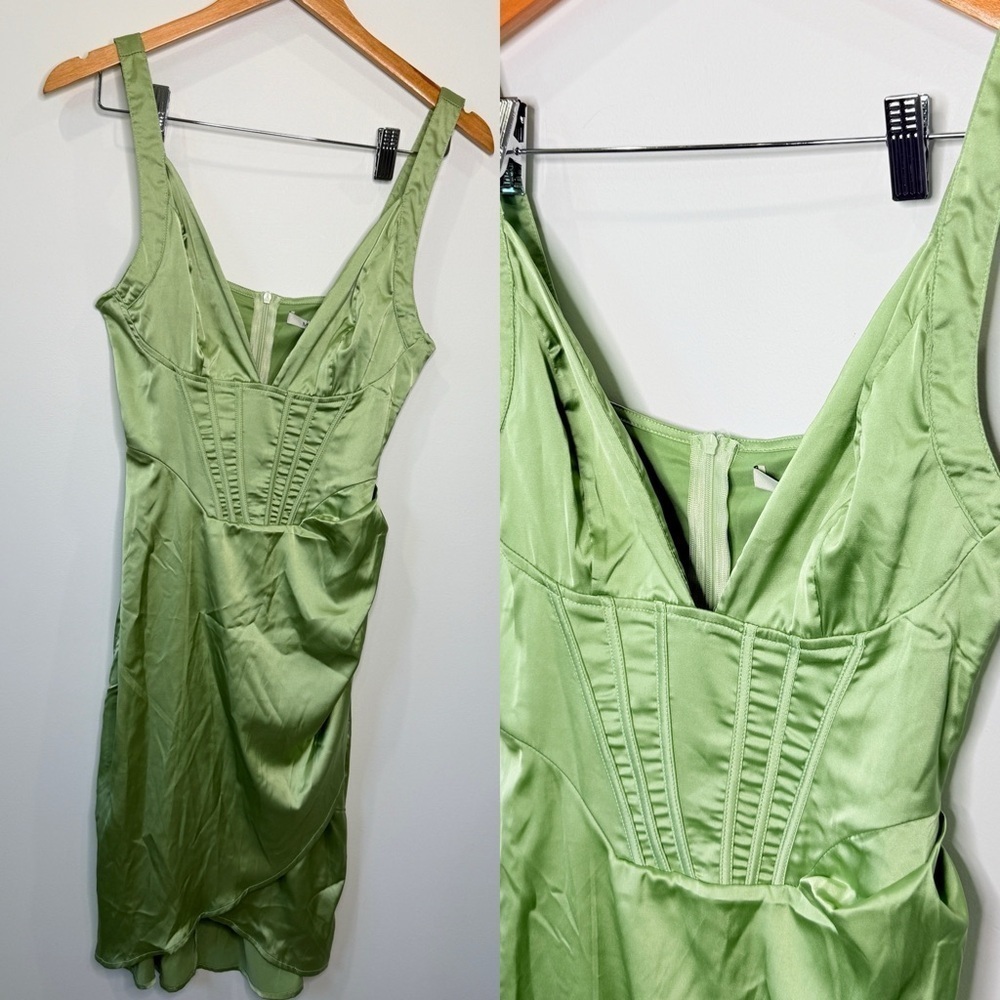 Micas Green Corset Style Top Midi Dress (S)